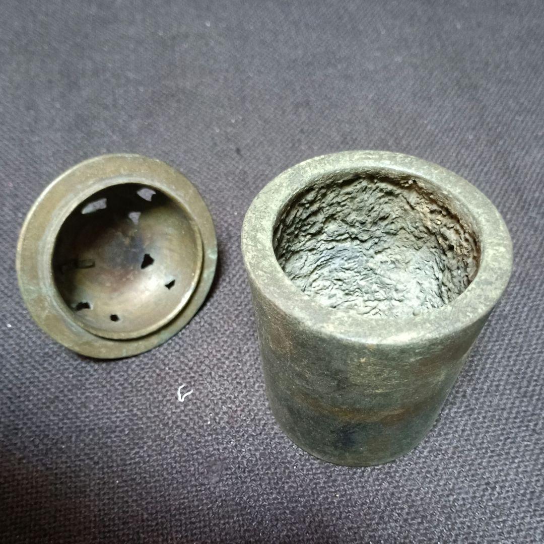 香炉 麒麟の彫刻 円筒型 古銅 金工 :アンティーク 骨董 ア17 - メルカリ