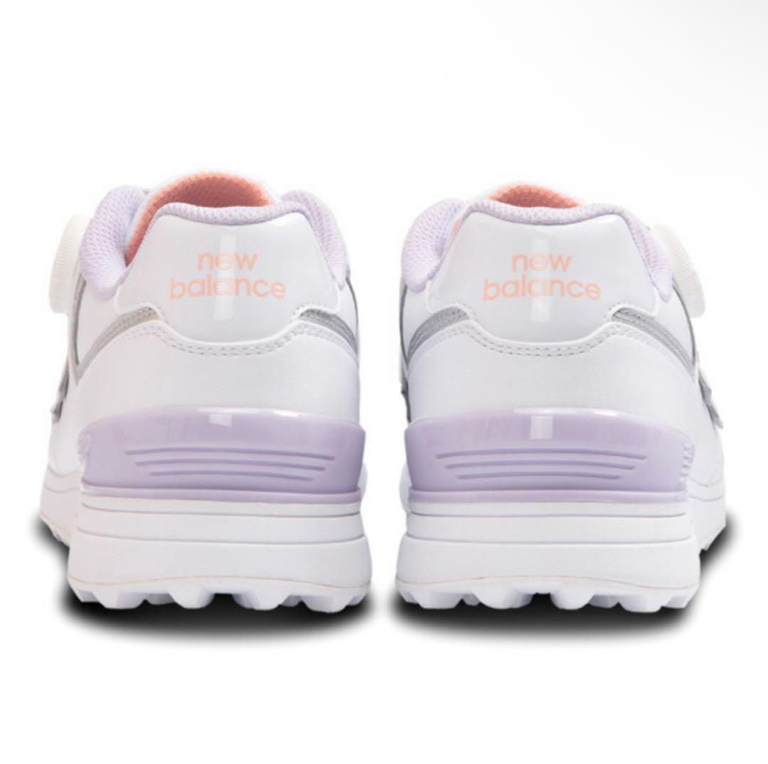 新品574New Balance ゴルフシューズ ホワイトパープル 23.5cm