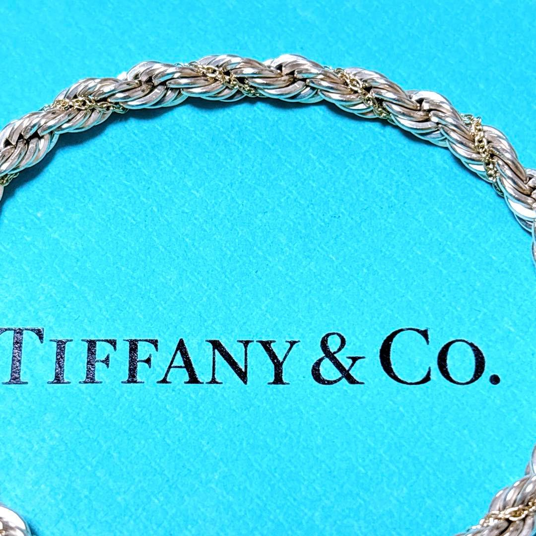 【美品】18.7cm ティファニー ツイスト コンビブレスレット 925/750