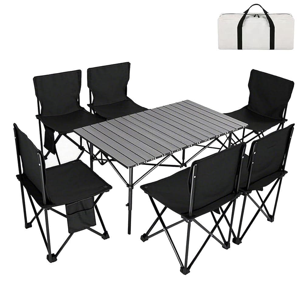 アウトドアテーブル チェアセット 57cm×95cm×50cm (7点セット) Amazon.co.jp: CenxnuHa アウトドア テーブル チェアセット キャンプ