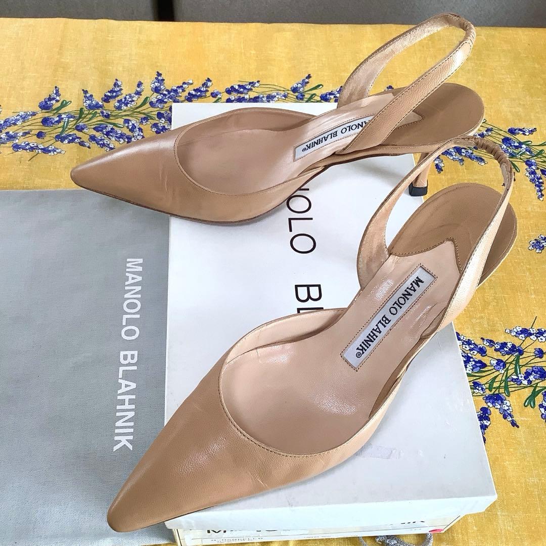 マノロブラニク 定番 キャロリン スリングバック ヌーディーカラー 22.5cm