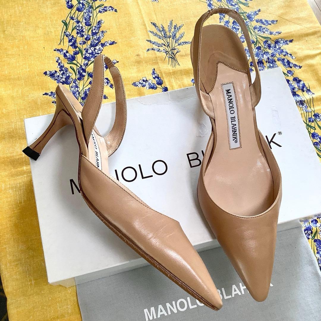 マノロブラニク 定番 キャロリン スリングバック ヌーディーカラー 22.5cm