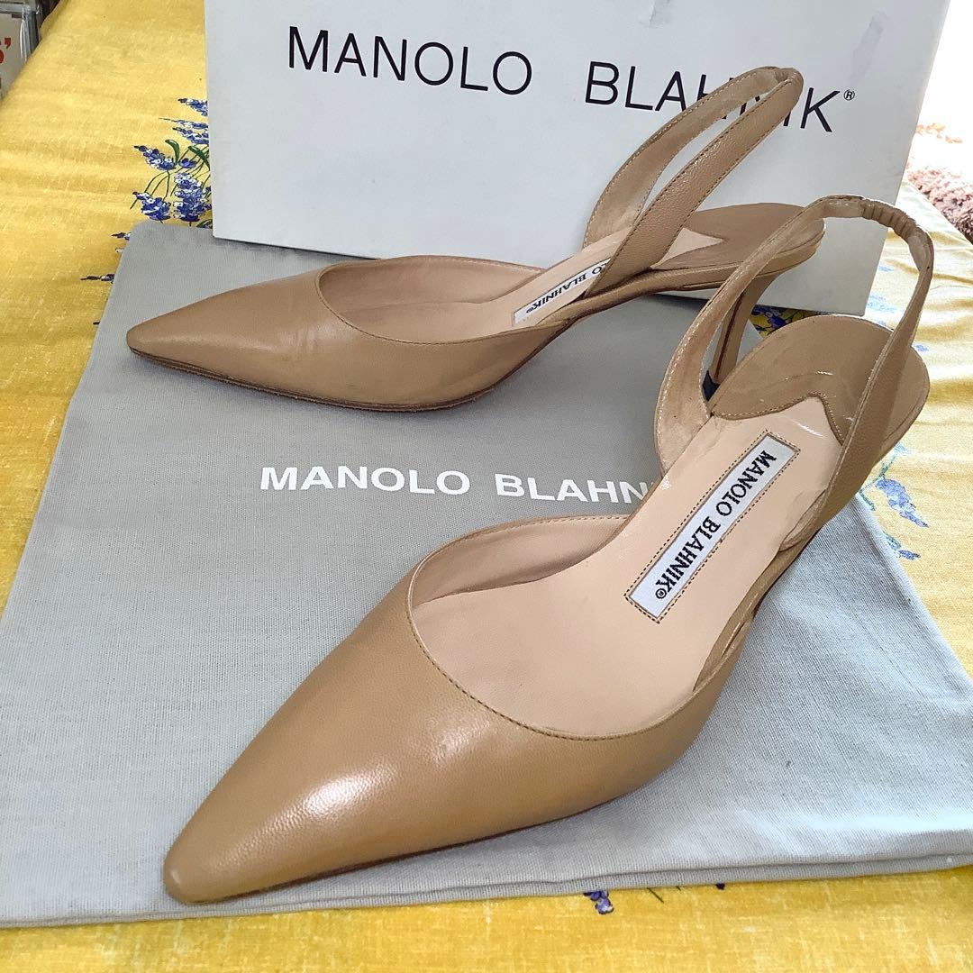 マノロブラニク 定番 キャロリン スリングバック ヌーディーカラー 22.5cm