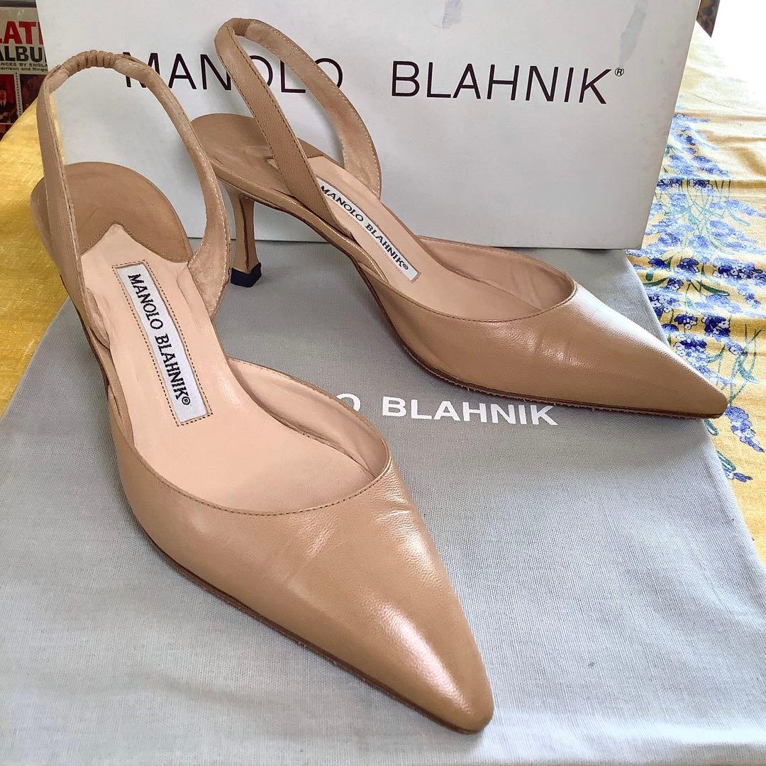 マノロブラニク 定番 キャロリン スリングバック ヌーディーカラー 22.5cm