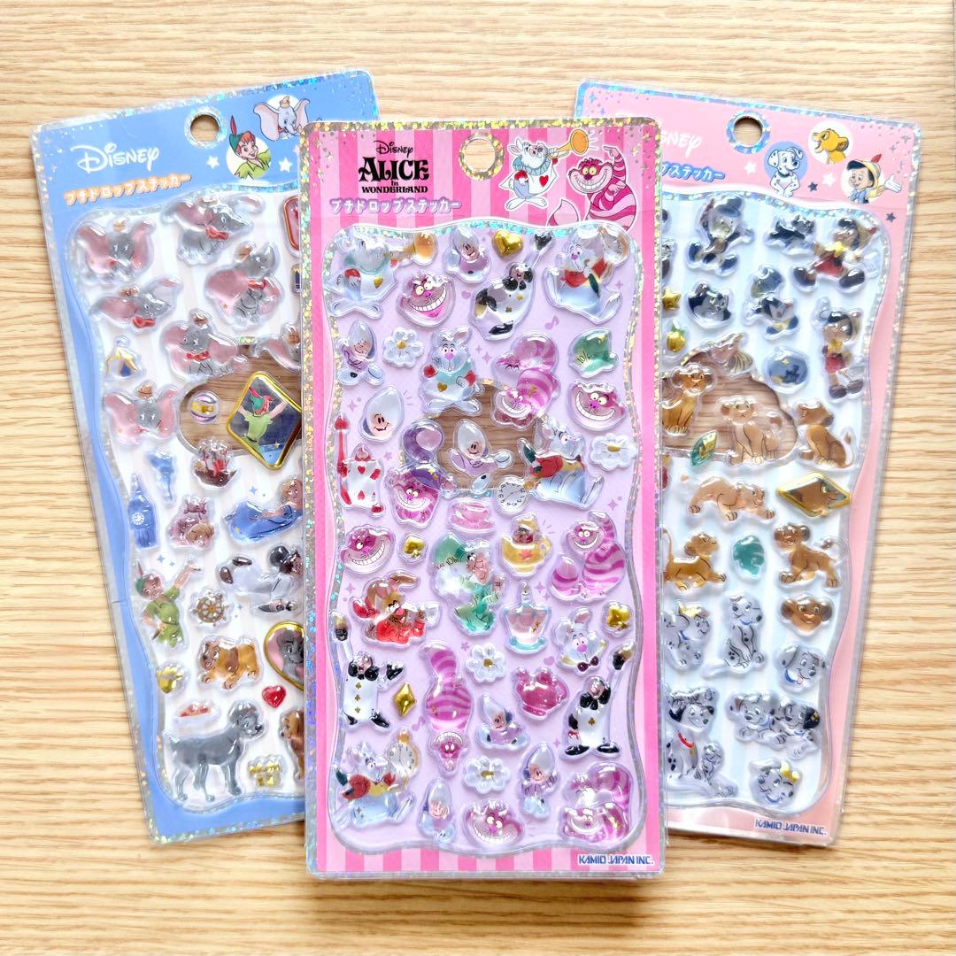 3つセット】プチドロップステッカー ディズニークラシック・ふしぎの国