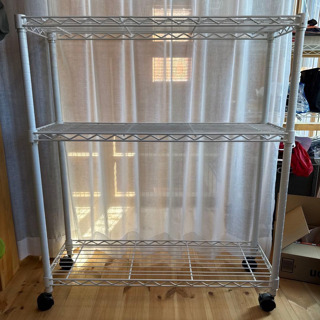 【Hiro】 ERECTA スチールラック 3段 ホワイト エレクターのスチールラック｜ベーシックシリーズ ワイヤーシェルフ