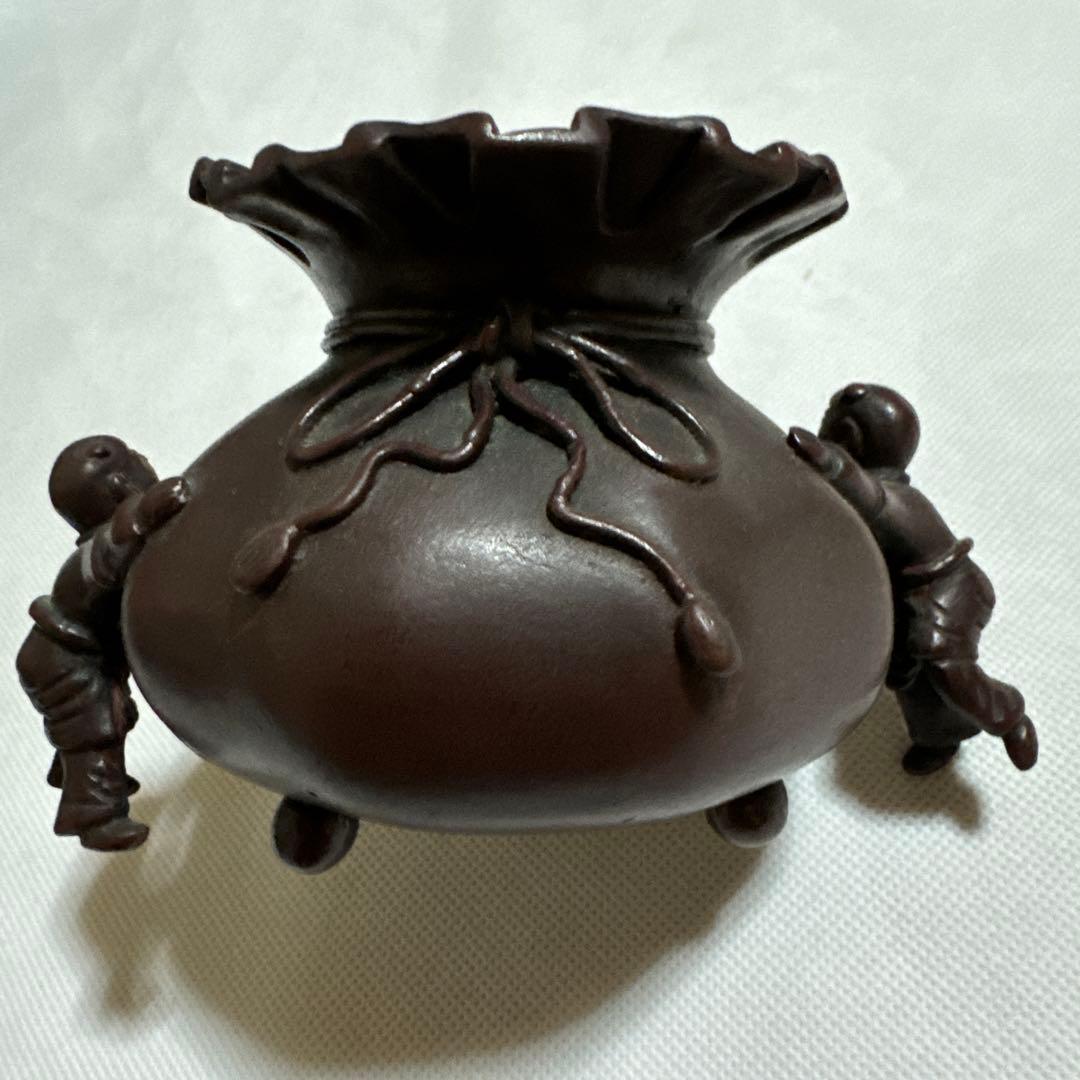 香炉 大明宣徳年製 古銅 巾着型 唐子脚 獅子蓋 - メルカリ