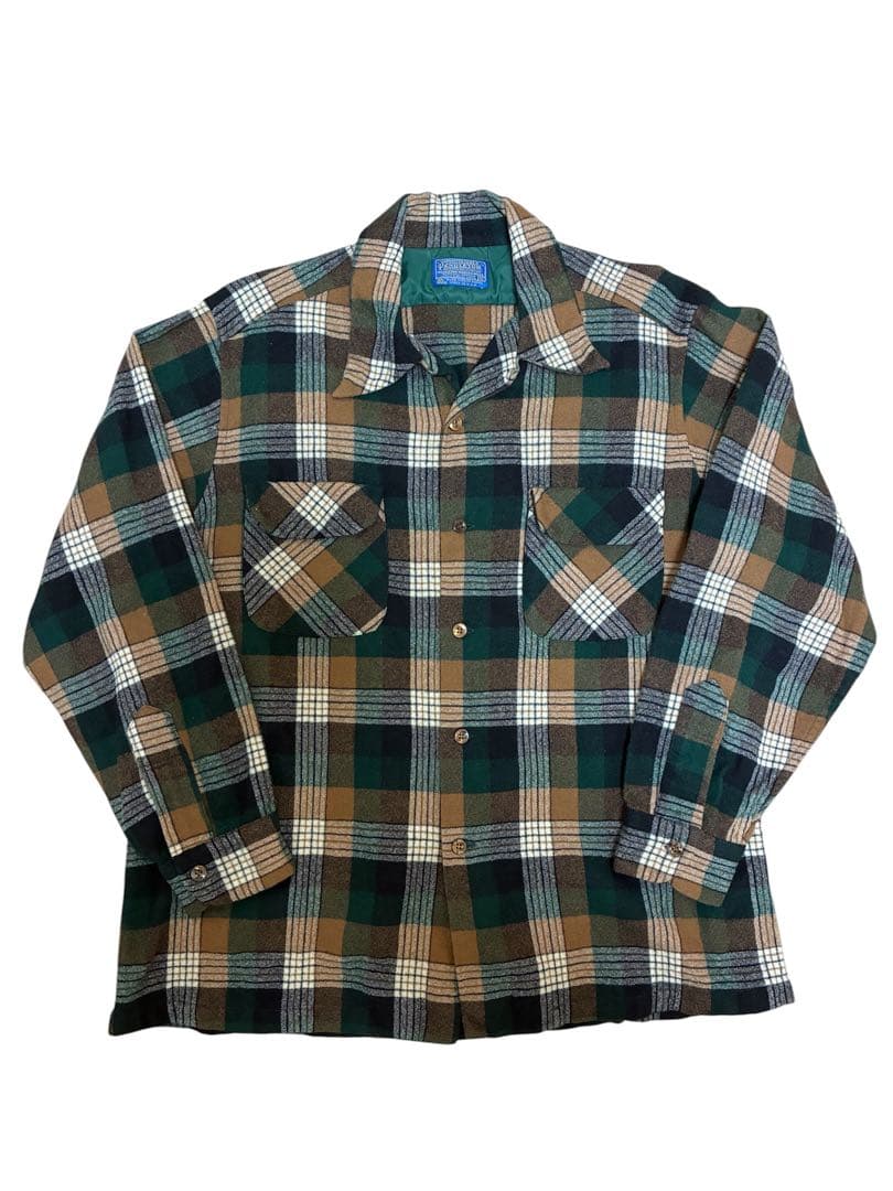 Pendleton ボードシャツ　70s オンブレ　シャドー　ブラウン　グリーン Pendleton ボードシャツ 70s オンブレ シャドー ブラウン グリーン