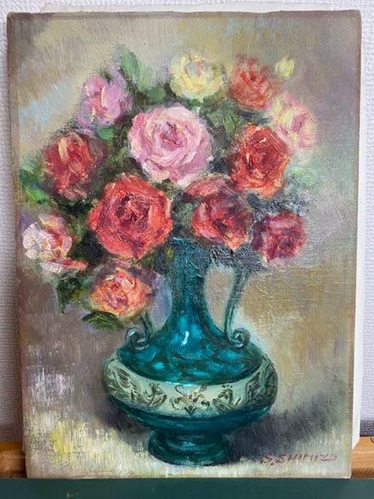 絵画　油彩画　薔薇