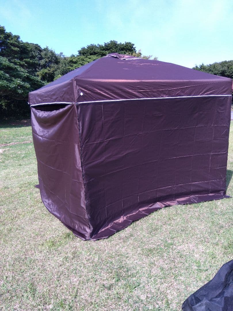 フィールドア折りたたみ式タープ 2.5m x 2.5m ブラウン　アルミ製
