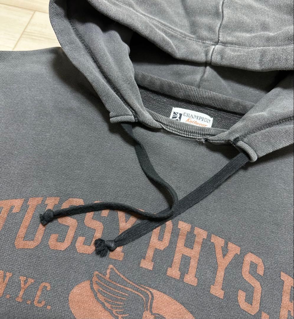 00s old stussy × champion 後付けパーカー - メルカリ