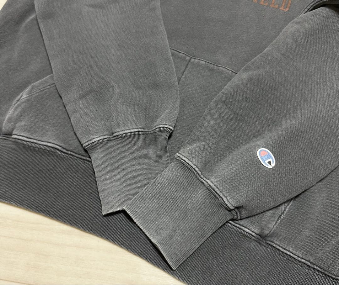 00s old stussy × champion 後付けパーカー - メルカリ