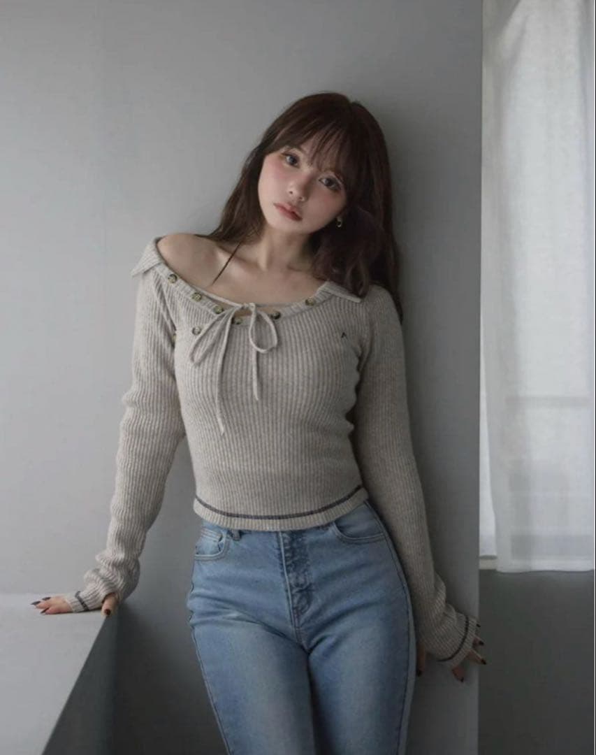 andmary Anita button knit tops beige - メルカリ