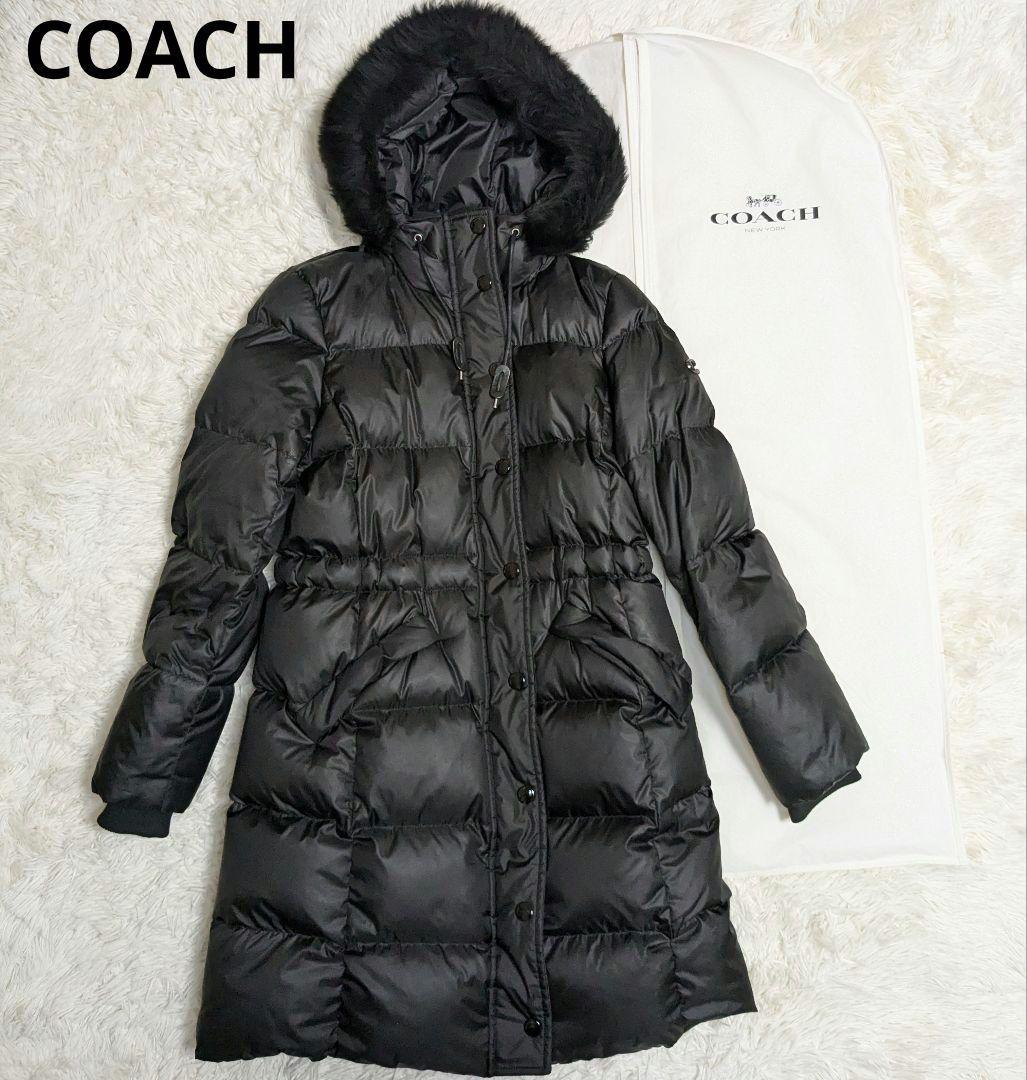美品】コーチ ダウンコート 現行ロゴ ラムファー C金具 黒 S F34152