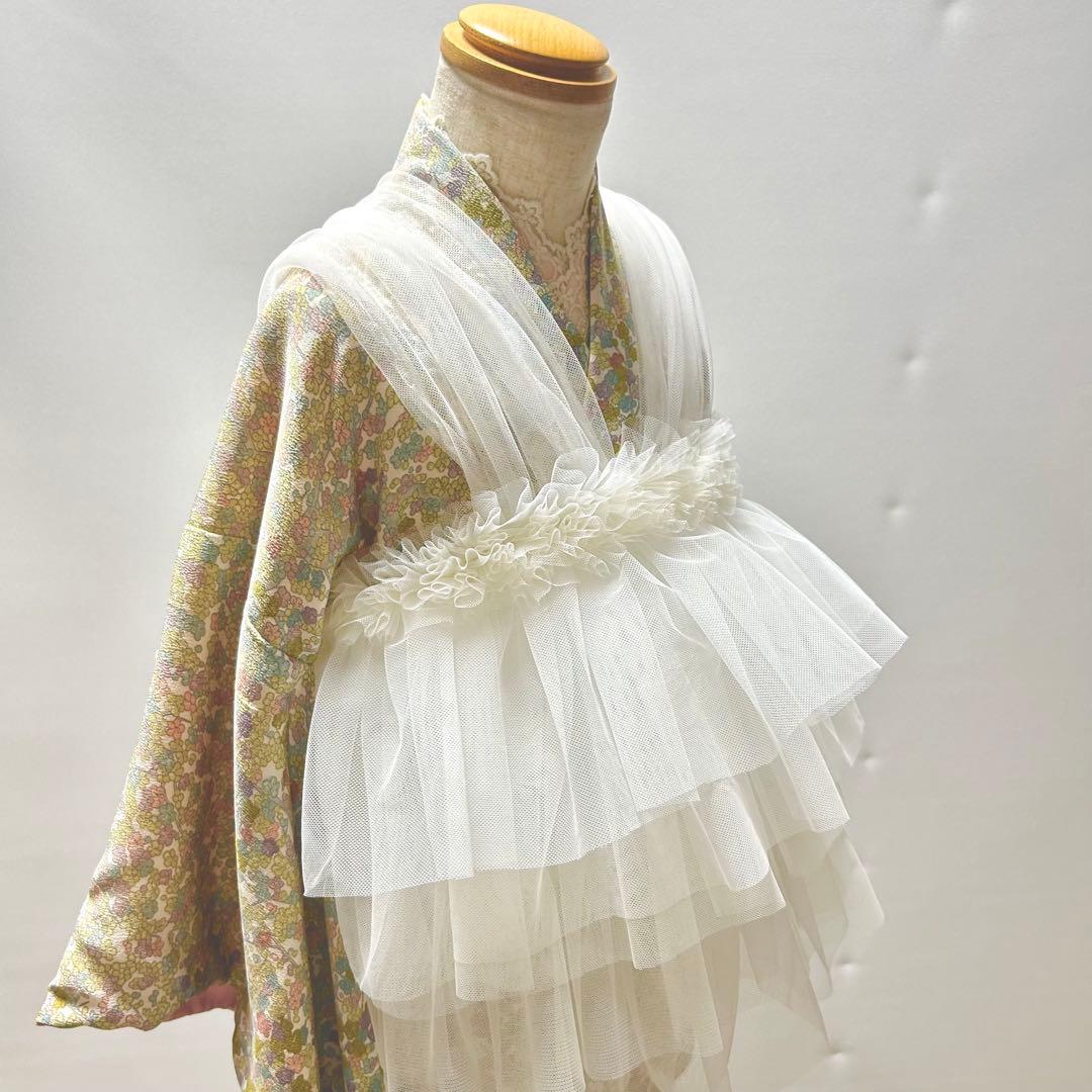 被布エプロン【ミルク】チュール被布 被布ドレス 七五三 チュール