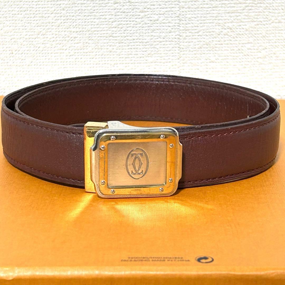 ・Cartier マスト レザー ベルト カルティエ ロゴバックル レザー正規品 Cartier - カルティエ マスト ドゥ カルティエ ベルト レザー