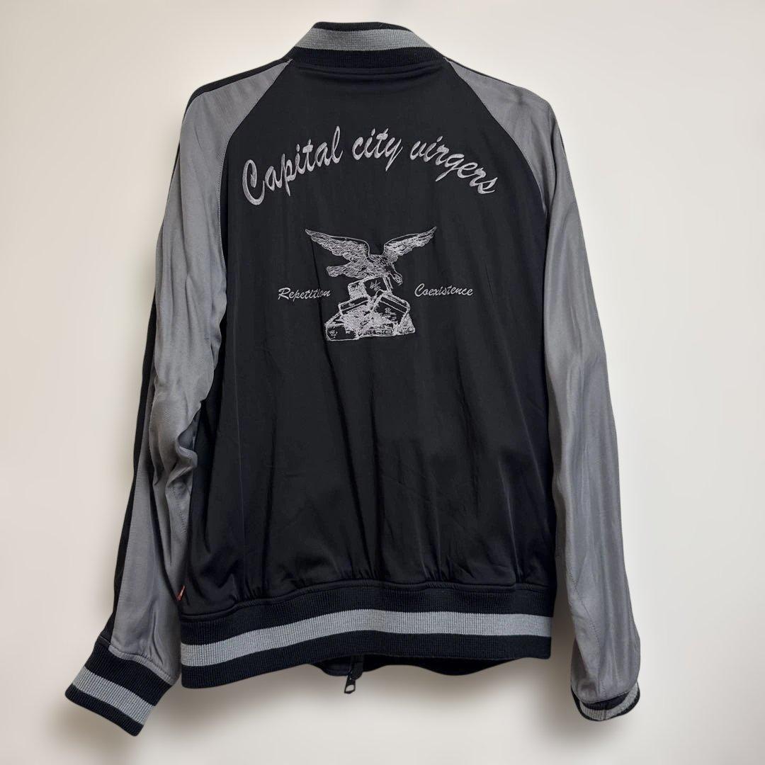 人気ブランド VIRGO スカジャン 黒/グレー 刺繍入り