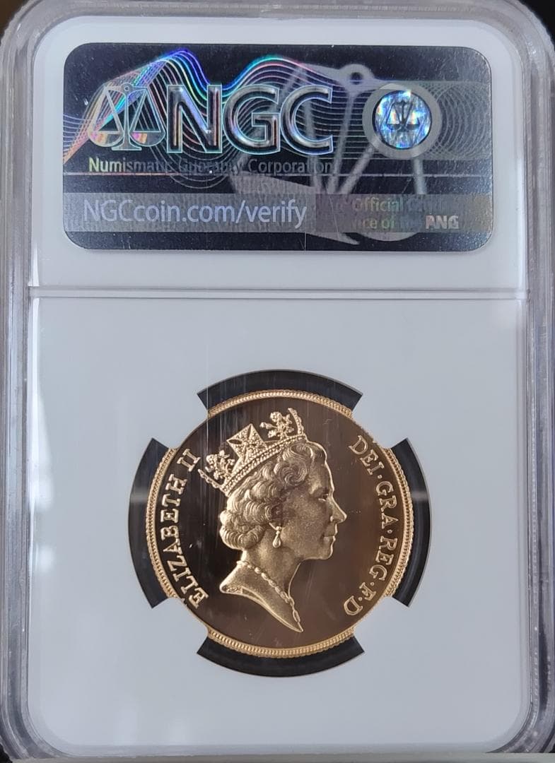 1987年/イギリス/PF70/ミドルエリザベス/金貨/2ソブリン/NGC