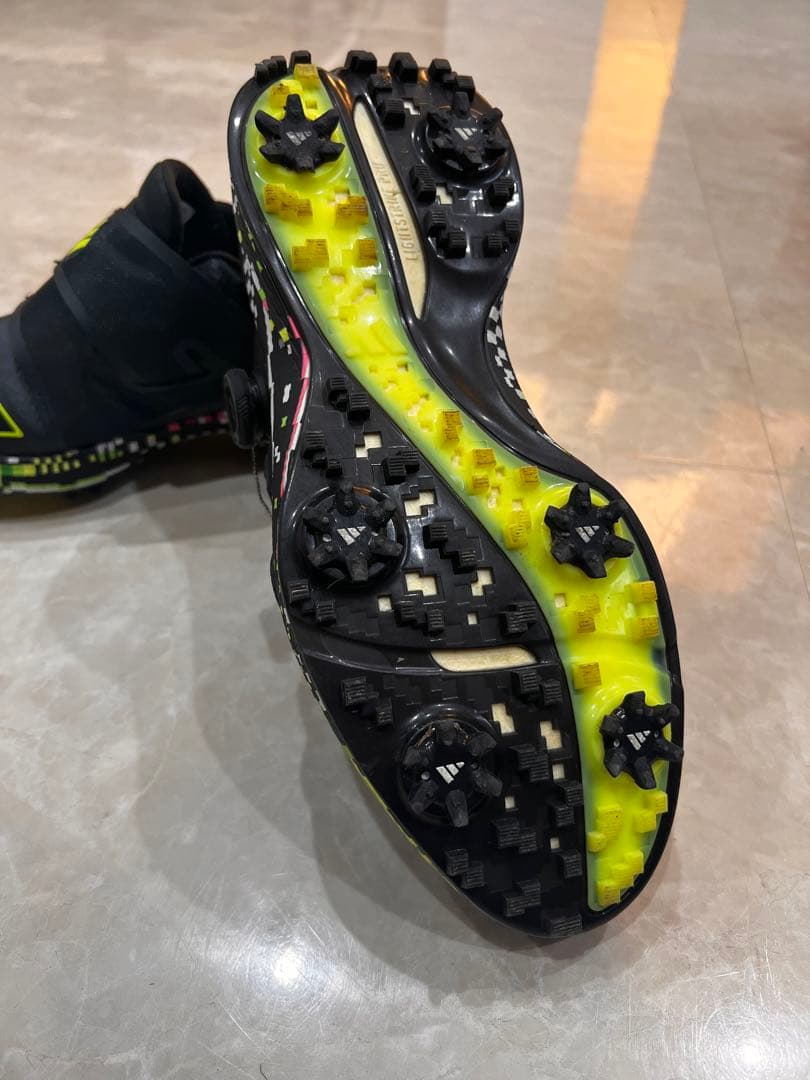 adidas スパイクゴルフシューズ ブラックイエロー 美品 26.5cm ボア