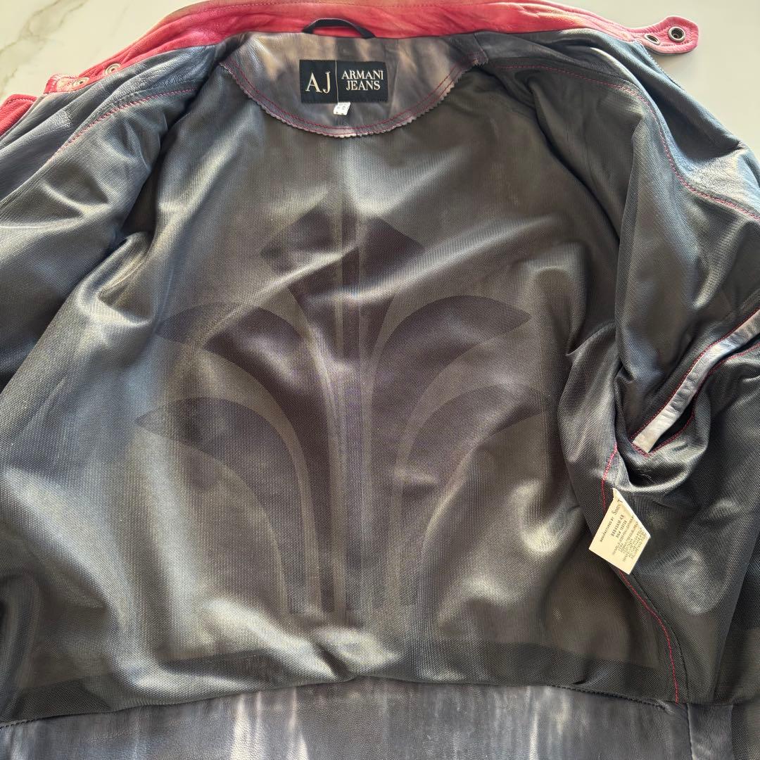 入手困難】アルマーニジーンズ シングルライダース レザー ダメージ