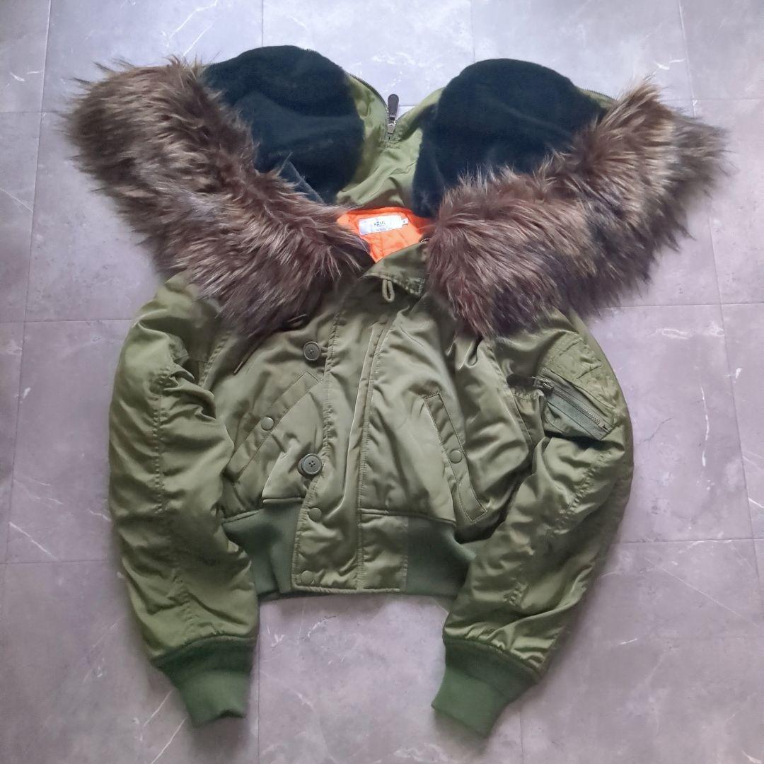 美品 AZUL by moussy N-2B フライトジャケット 短丈 Y2K AZUL by MOUSSY N-2B フライトジャケット 短丈 ショート丈 ボンバー