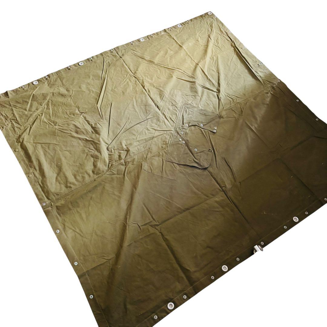 ベルギー軍]15実物50年代ヴィンテージパップテントテントシート軍幕1枚