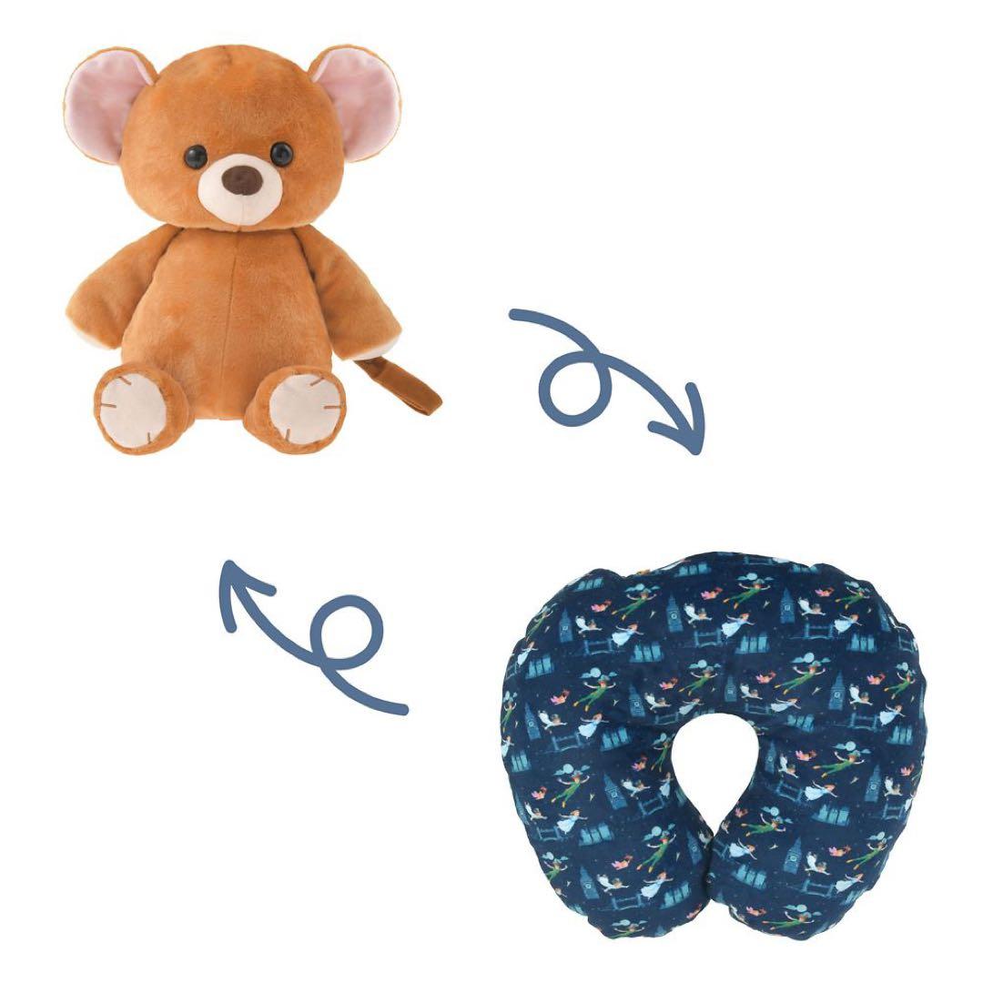 ディズニー　ピーターパン　テディベア　ネックピロー　2個セット