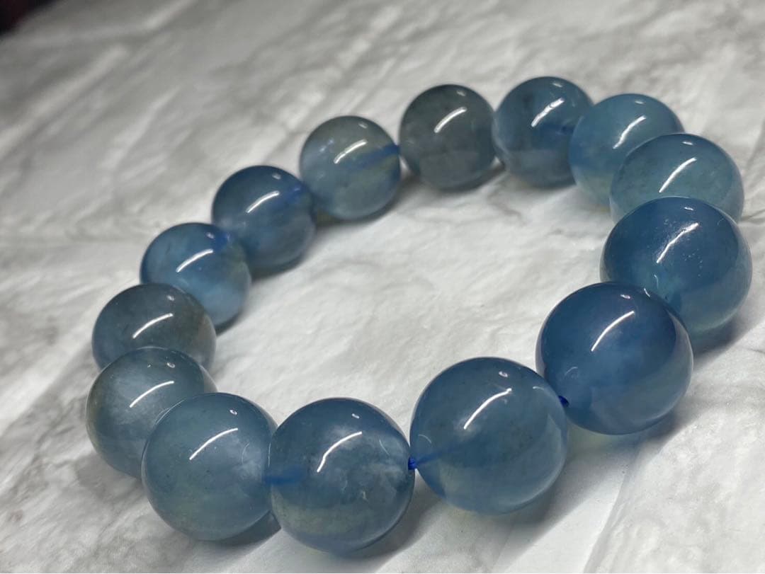 ディープ ブラック アクアマリン  クラウド 大玉 15〜15.8mm