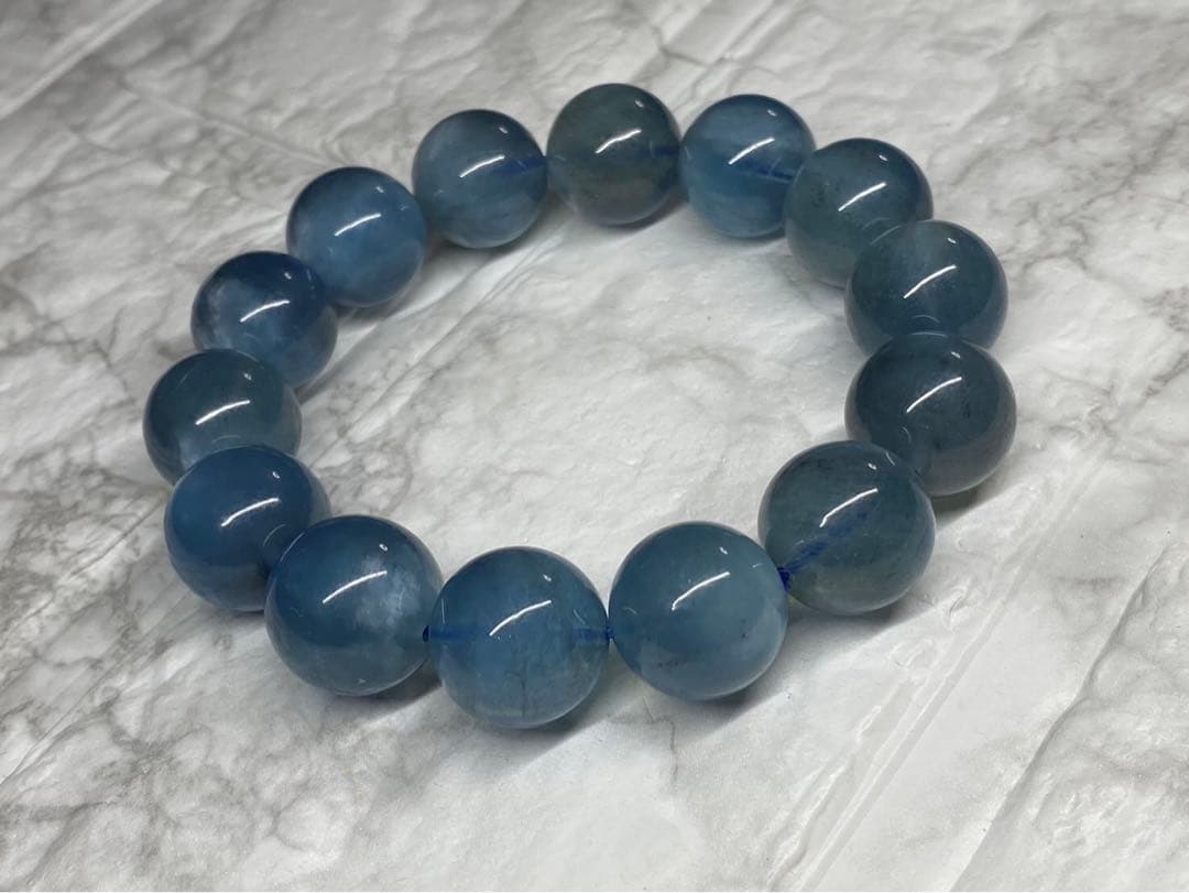 ディープ ブラック アクアマリン  クラウド 大玉 15〜15.8mm