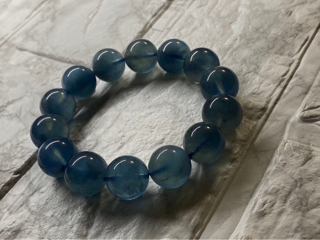 ディープ ブラック アクアマリン  クラウド 大玉 15〜15.8mm