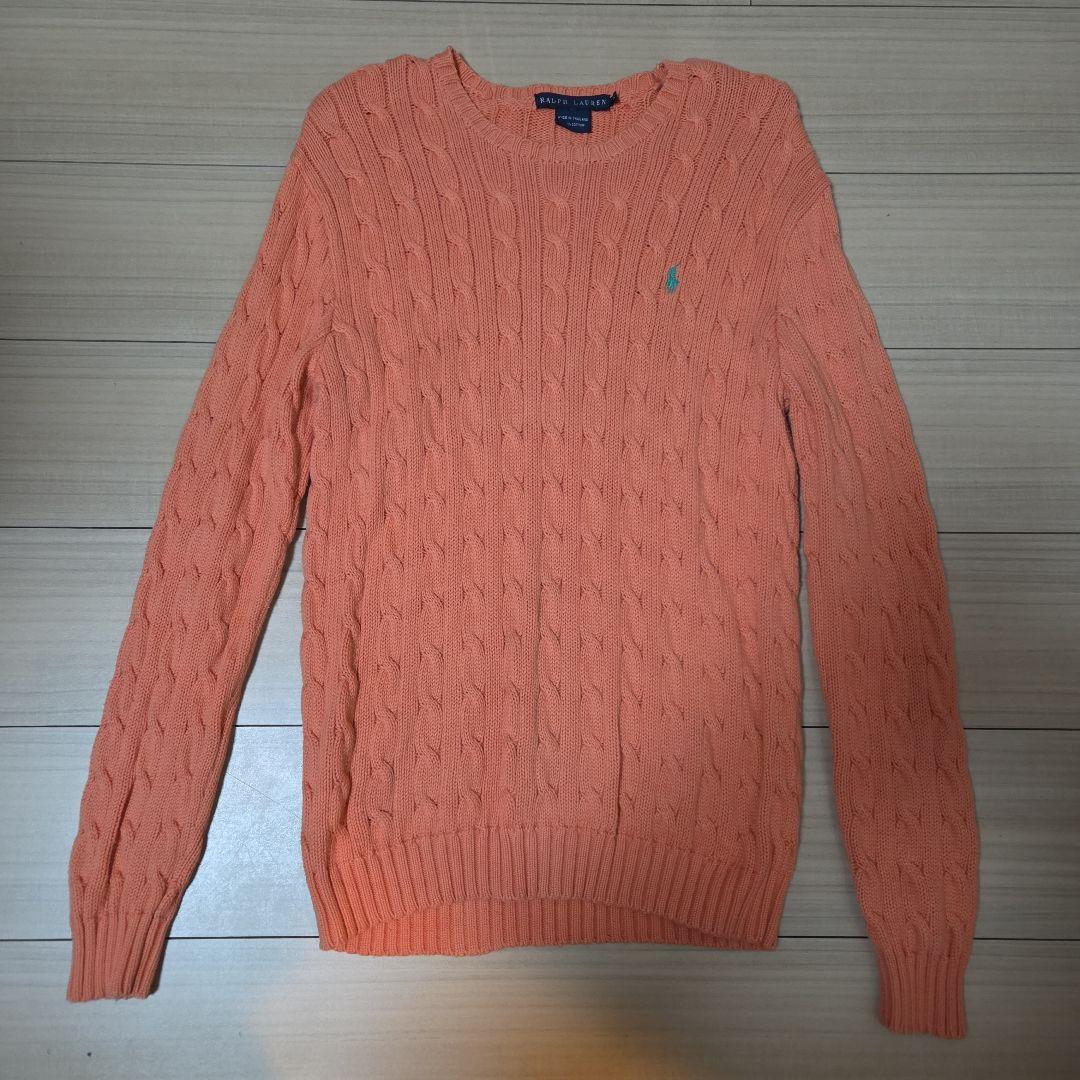 Polo Ralph Lauren オレンジ(緑ロゴ) ケーブルニット S - メルカリ