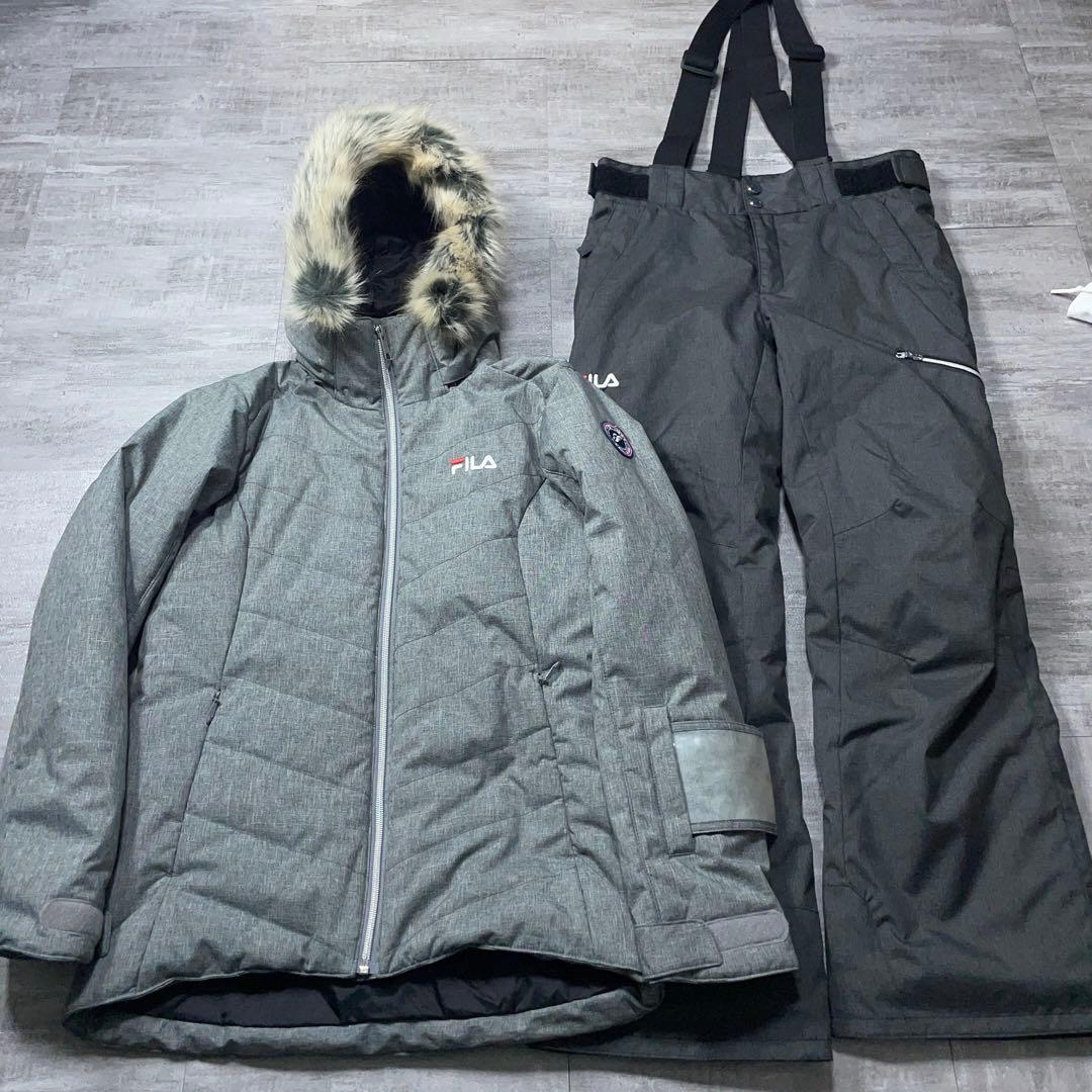 美品☆ FILA フィラ スキーウェア 上下セット レディースS グレー ファー oceanweb-store_142717