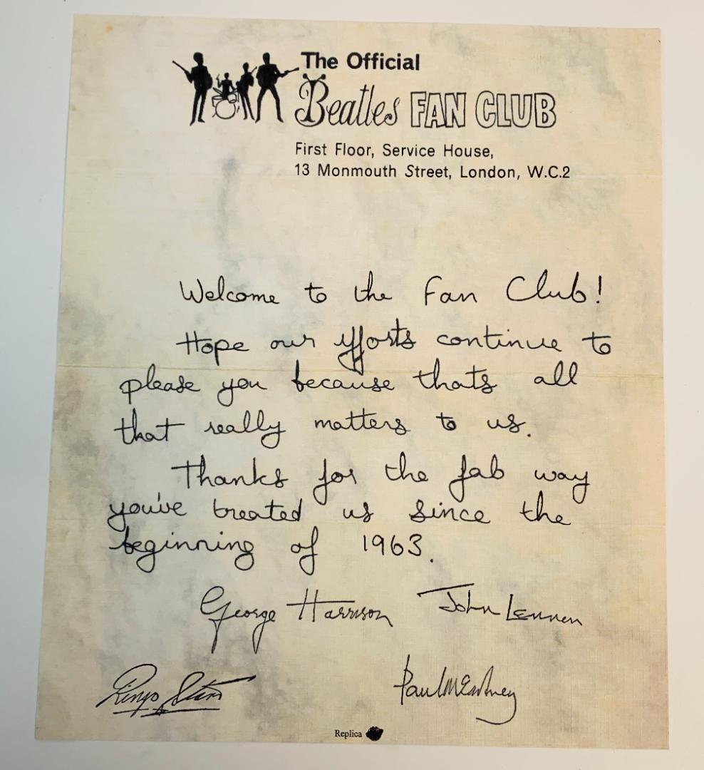 ジョン・レノン 写真＋ザ・ビートルズ ファンクラブ レプリカレター セット