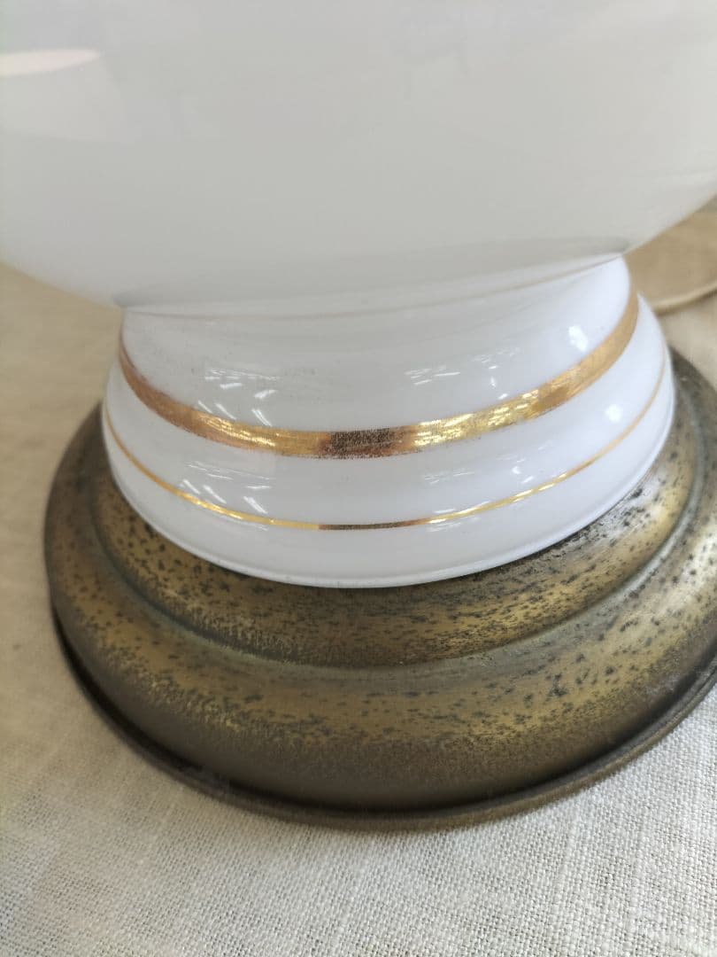 ヴィンテージ 花柄ガラスシェード 有田焼陶器ベース フロアスタンド