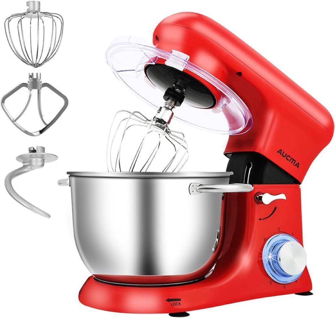 スタンドミキサー 4.5L大容量 低騒音 6段階スピード調節 Xverycan スタンドミキサー 卓上ミキサー 8L大容量 3種類
