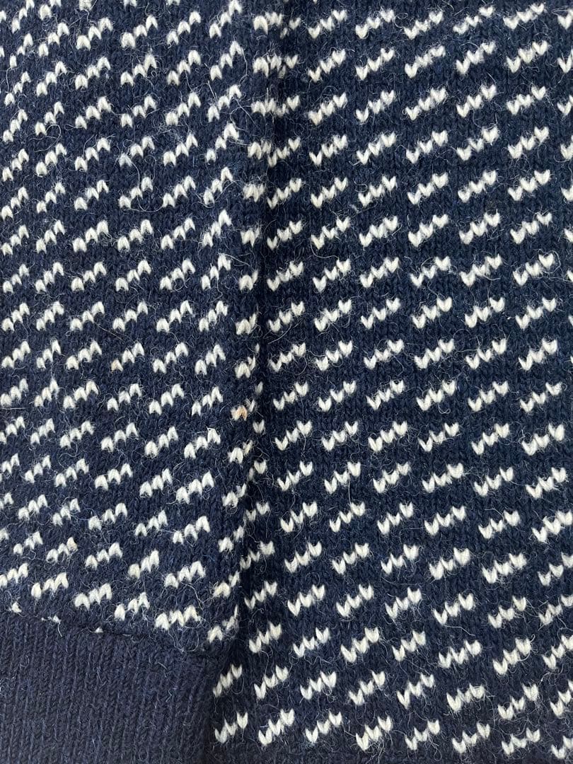 80s L.L.Bean ネイビー バーズアイ　カーディガン　ノルウェー製　L