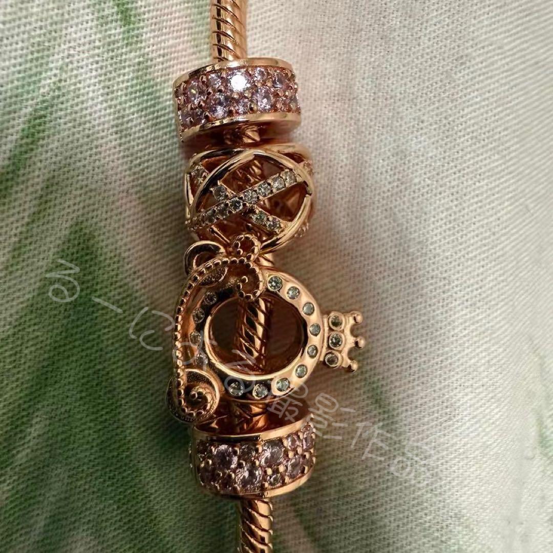 Pandora ローズゴールド ブレスレット ダイヤが埋め込まれたビーズで