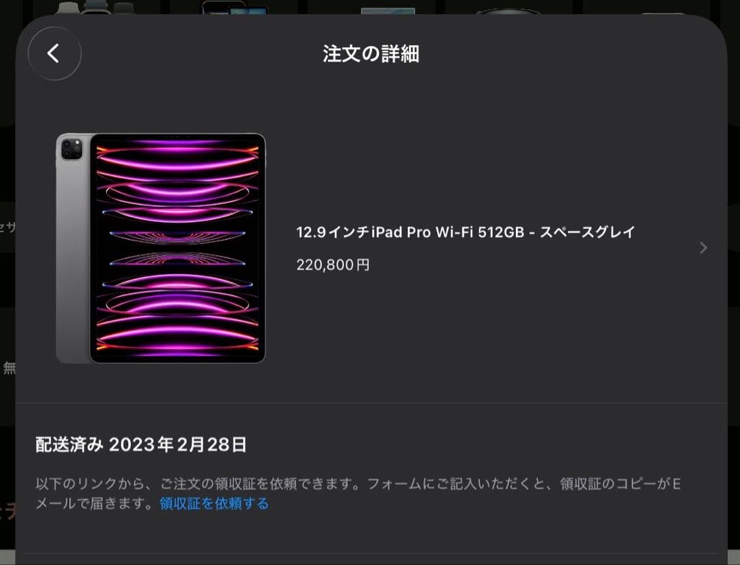 iPadPro 第6・12.9in 512GB M2 Wifi スペースグレイ