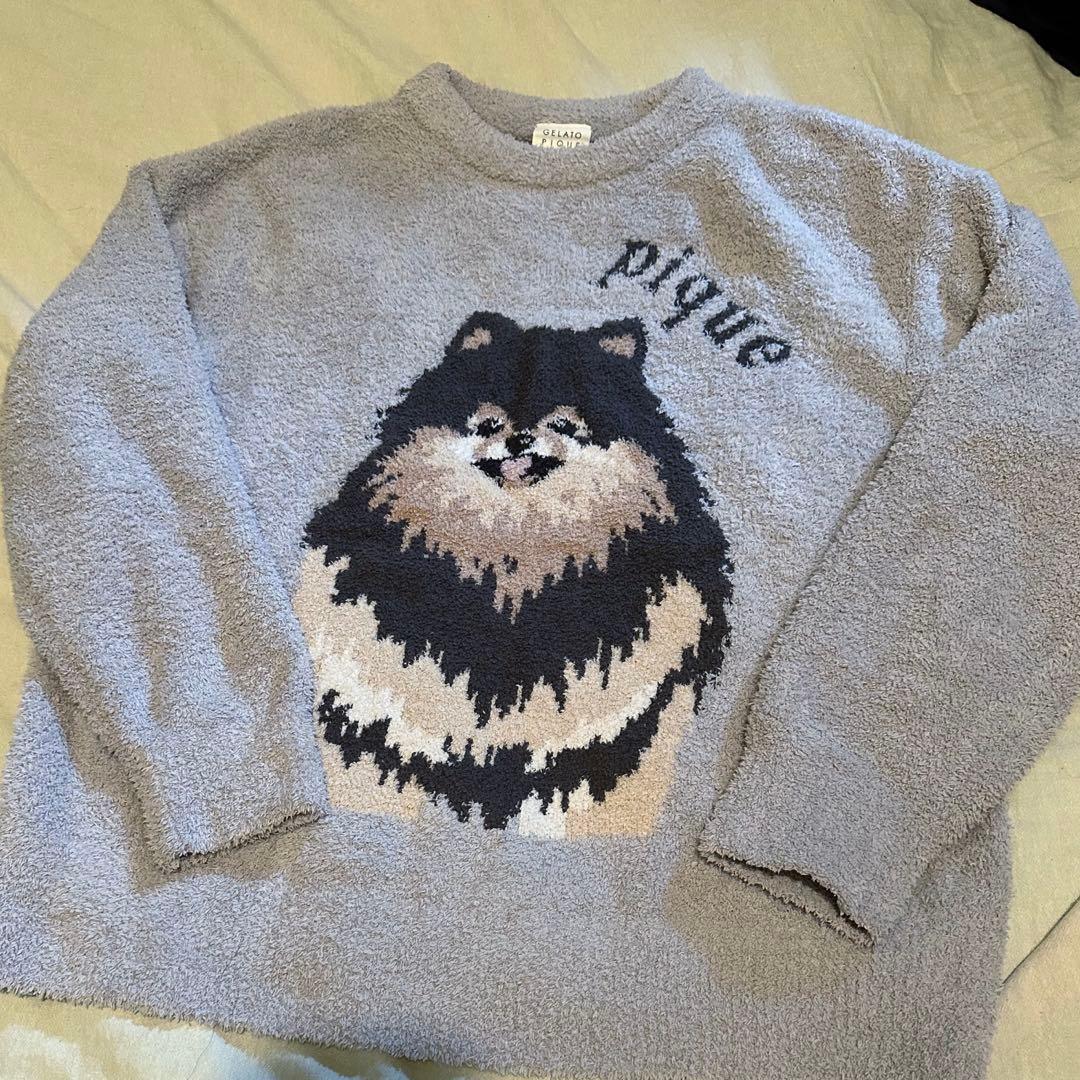 最終値下げジェラートピケ ポメラニアン パウダーDOG3柄ジャガードプル