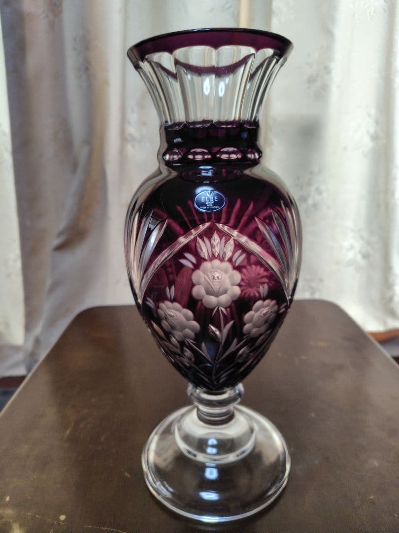 ELBE crystal 紫色花瓶 高さ約40cm エルベクリスタル|マドライン・Madlein