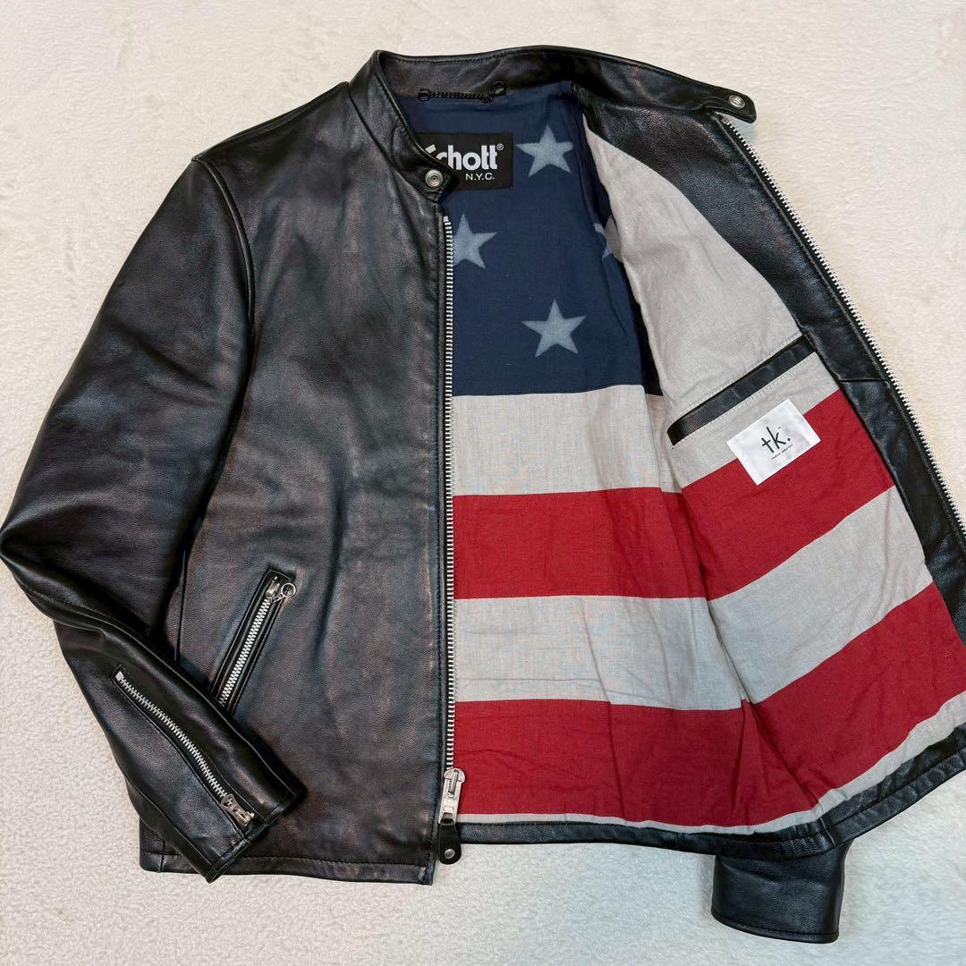 SCHOTT TAKEO KIKUCHI ライダースジャケット ラムレザー ラムレザーダブルライダースジャケット（2002300389） | tk