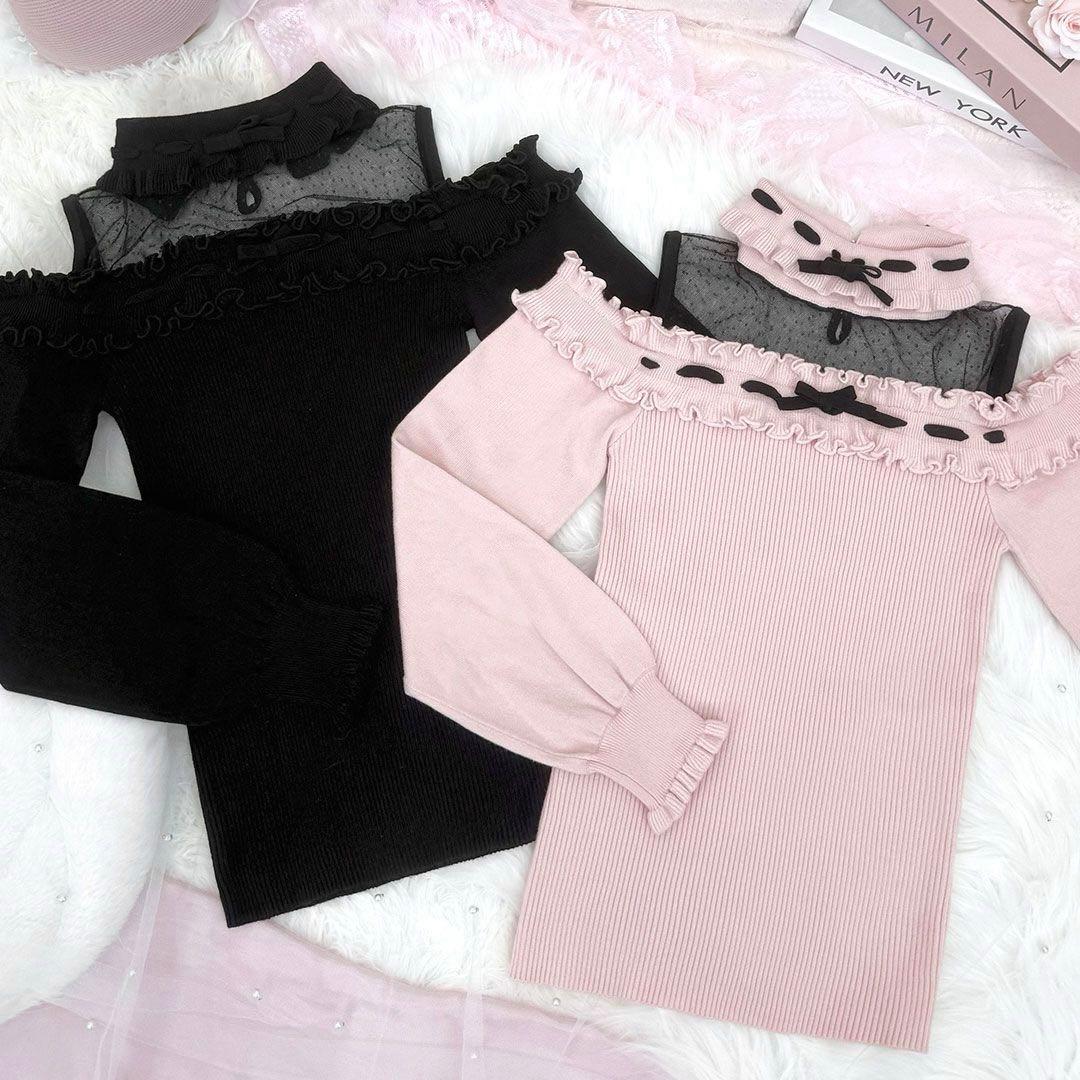 ハニーミュウ イモちゃん ドットチュール肩あきフリルトップス - メルカリ