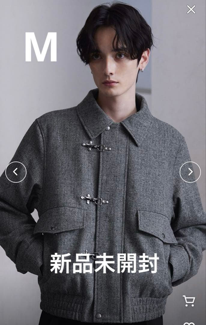 CLEL ウールブレンド ヘリンボーンツイードファイヤーマンブルゾン