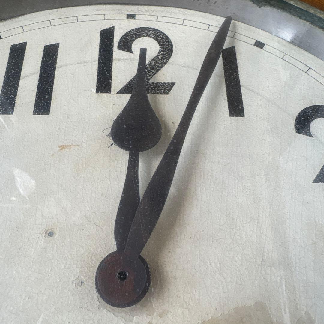 大正頃の吉田時計の木製丸時計 アンティーク時計 電池式