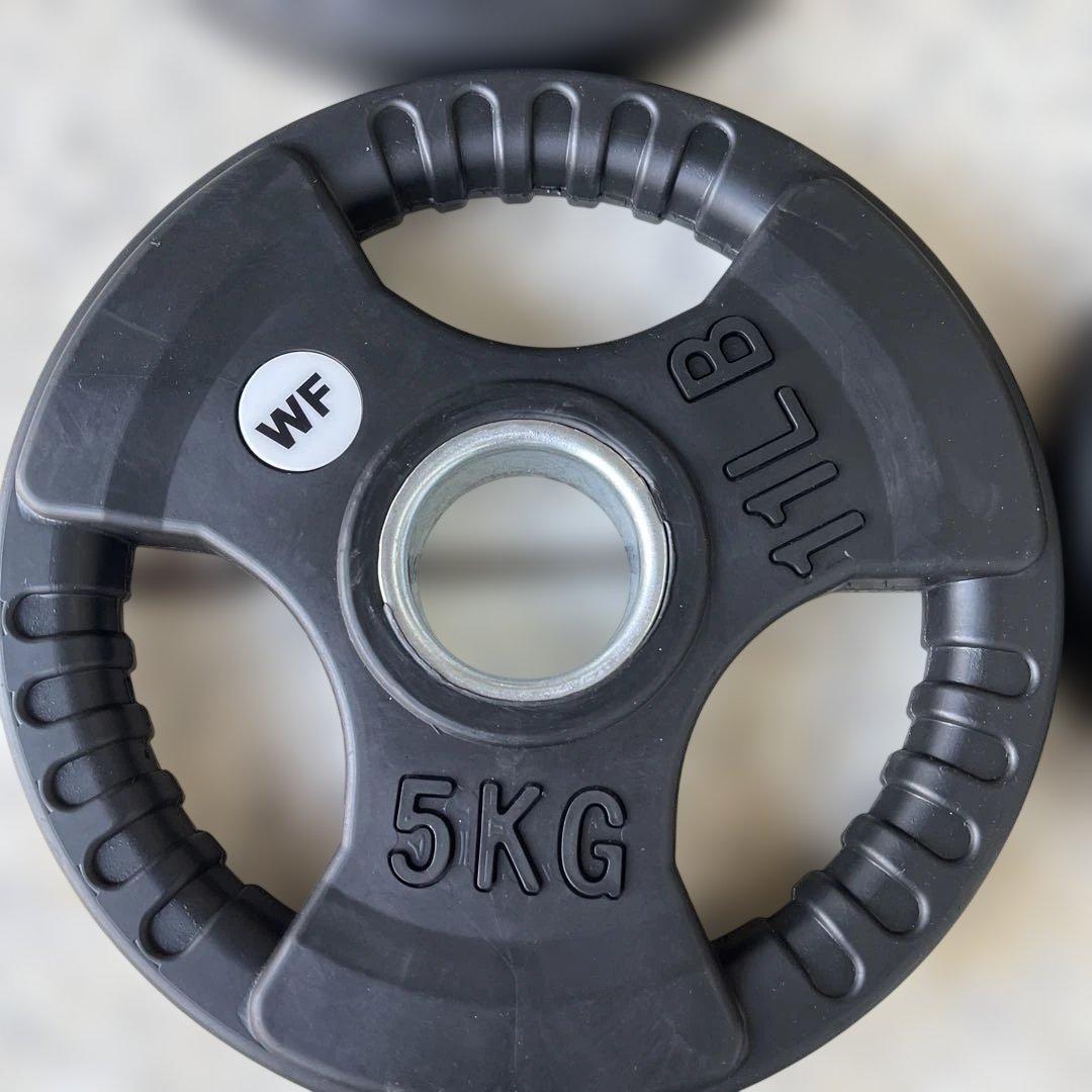 WF製バーベルプレート［5kg×4］ラバーオリンピックシャフトΦ50mm
