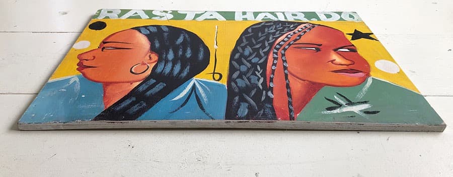 アフリカ・マリ ハンドメイド/ウッド製 床屋看板/40.5cm × 60.5cm