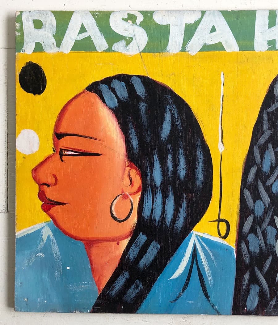 アフリカ・マリ ハンドメイド/ウッド製 床屋看板/40.5cm × 60.5cm