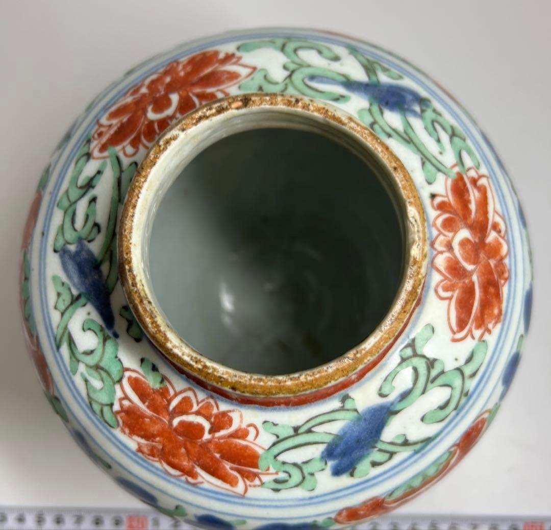 中国明時代 明代の五彩壺 南京赤絵大壷 置物 アンティーク 骨董 飾り物古