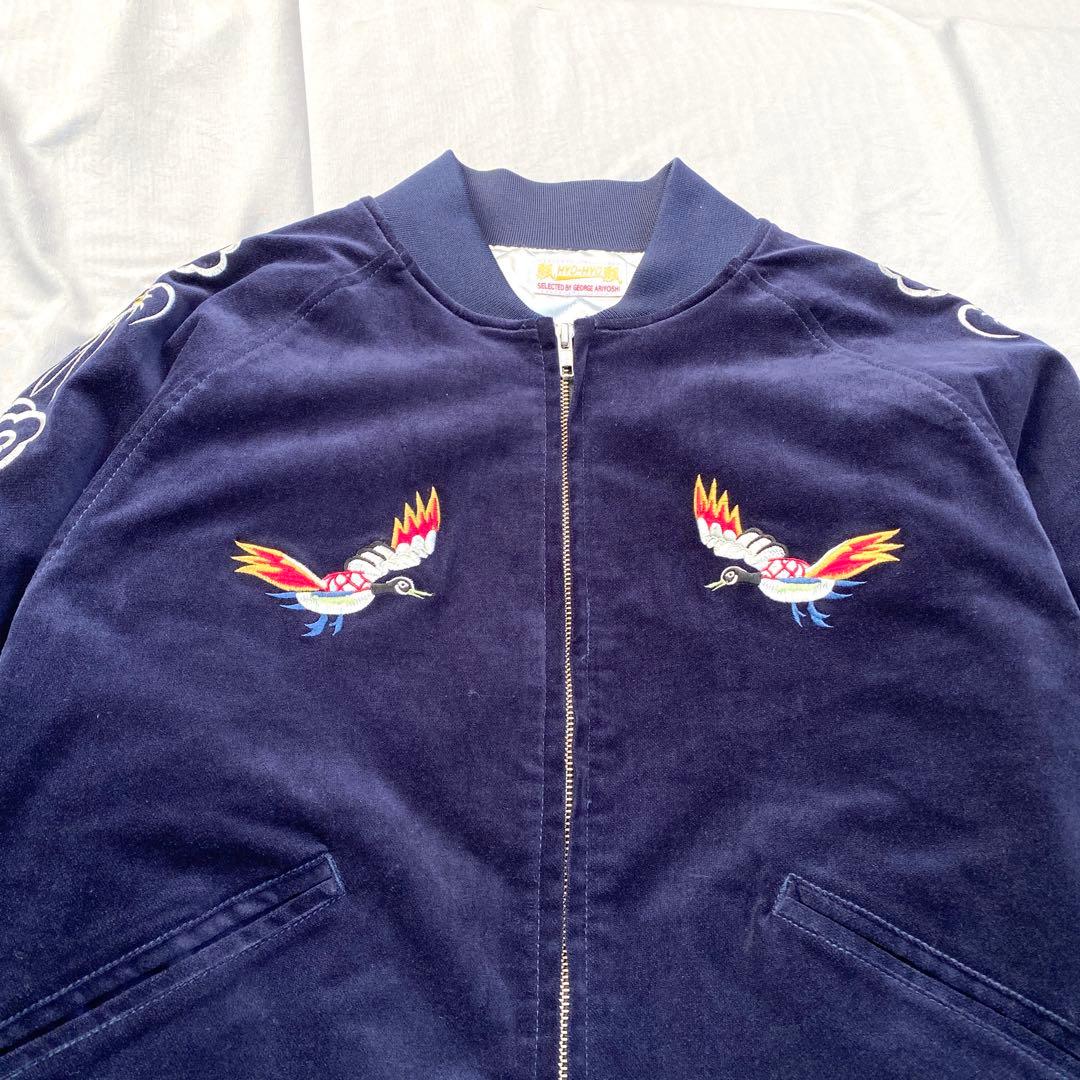 hyo-hyo スーベニアジャケット スカジャン ベルベット ネイビー 刺繍