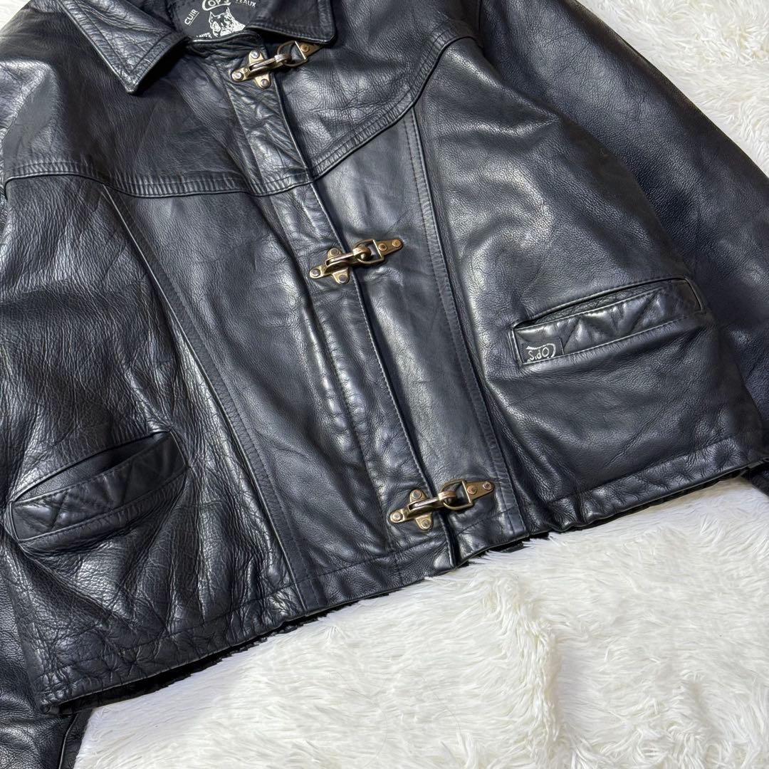 美品 ユーロ】レザー ファイヤーマンジャケット バックル 短丈 80s 90s